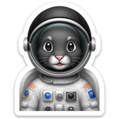 black rabbit astronaut sticker