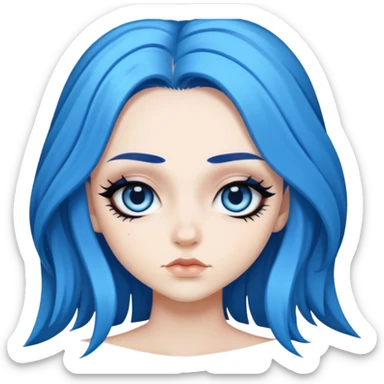 pretty long and blue hair baddie with eyeliner  sticker
