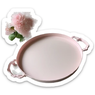 Light pink glass serving tray with handles, shabby chic style sticker