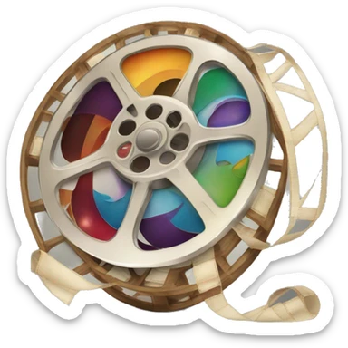 Create an emoji of a Film Reel that captures the essence of cinema. It should be vibrant, visually appealing, 
and embody the spirit of filmmaking. Include details that make it recognizable 
and engaging for movie lovers.
 sticker