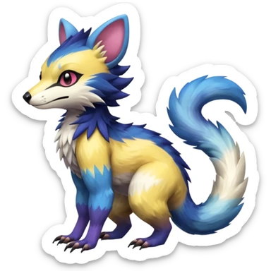 Colorful Gradient-colored Trico-Sergal-Furret-Wolverine-Vernid-fusion-Fakemon-animal-hybrid-creature, full body sticker