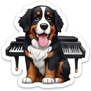 bernese mountain dog playng piano sticker