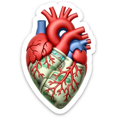 An anotomic heart composed of money. sticker