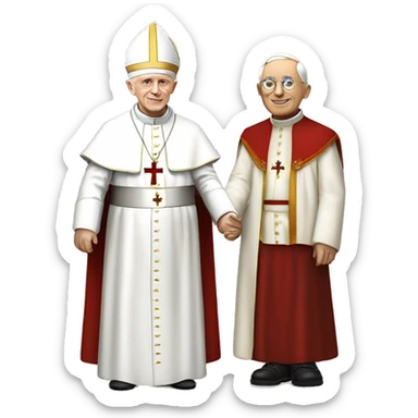 Pope John Paul holding hands with pope Benedict  sticker
