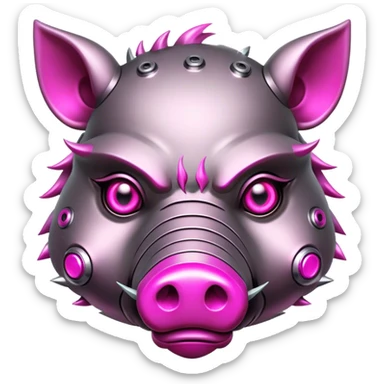 cyberpunk boar with pink eyes sticker