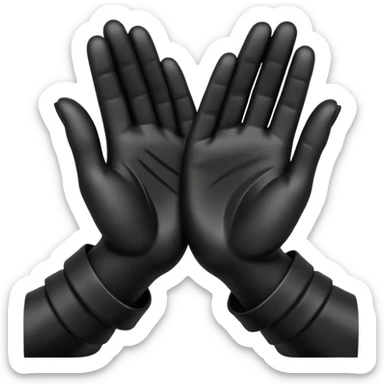 Minimal emoji, abstract praying hands simplified into solid black metal forms, subtle sacred reference, fashion avant-garde minimalism, no details, no glow, no neon, flat emoji style, centered, transparent background sticker