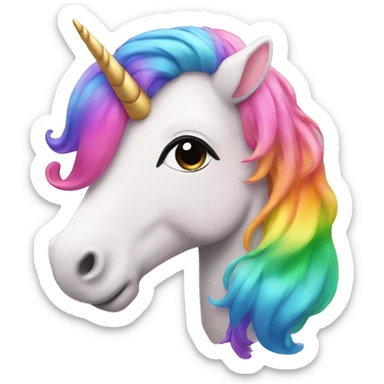 Pink unicorn with rainbow hair sticker