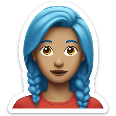 a woman with blue hair in red tshirt sticker