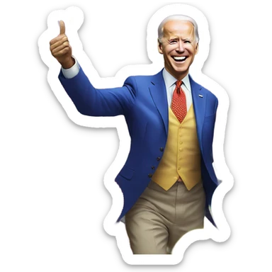 Biden having fun at a clown party dancing with clowns sticker