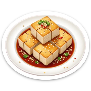 fried tofu with chili on the side of the plate sticker