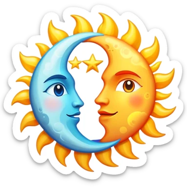Sun and moon  sticker