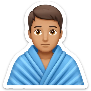 
a guy is using a blanket sticker