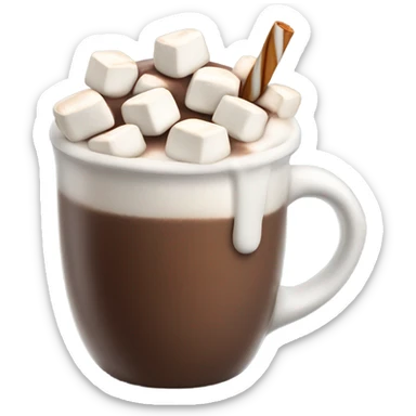 mug of hot chocolate with marshmallows and cream sticker
