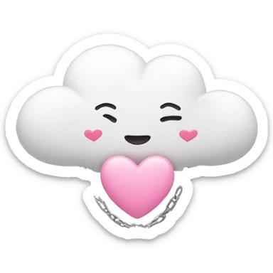 white cloud with 3 chains hanging with pink heart  sticker