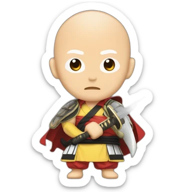 saitama serious puncho with a katana on his right hand sticker