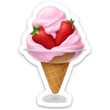 Strawberry ice cream in a bowl sticker
