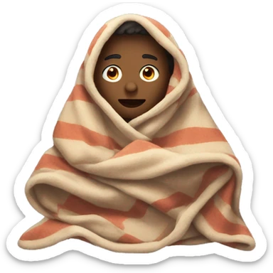 person in blanket sticker