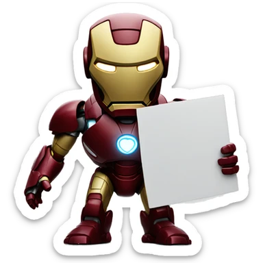 Ironman holding a sign i love you sticker