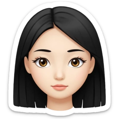 Pretty beautiful cute wasian girl black straight her nice eyelashes  sticker