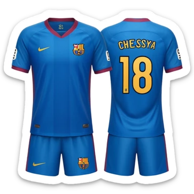 buat custom barcelona custom warna hanya bajunya saja dan menghadap belakang nama chessy dan nomor punggung 8 menghadap belakang sticker