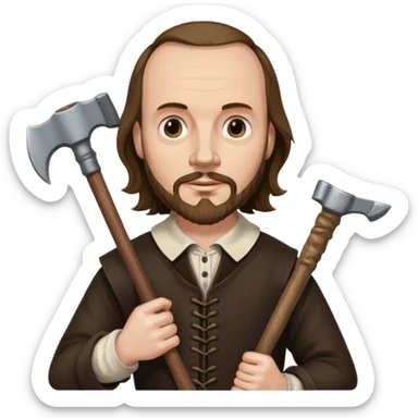 William Shakespeare with an ax sticker