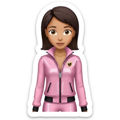 Jada Pinkett Smith with dark brown hair, light pink sequin outfit sticker