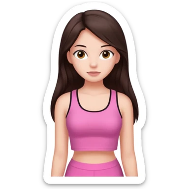 Azzyland with long dark brown hair, pink crop top sticker