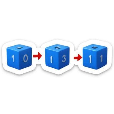 Create an emoji of a cube-shaped object with number 0(blue color) and 1(red color) displayed on its surfaces, representing a matrix or data grid. sticker