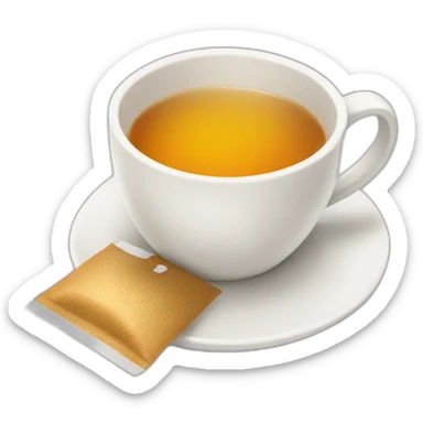 white cup of tea with a tea bag sticker