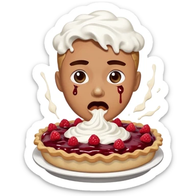 person getting hit in the face with a pie sticker