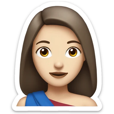 white lady with blue eyes and a brown bob who is dating a venezuelan lady with brown eyes and dark brown hair sticker