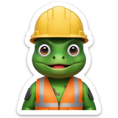 bufo (the meme frog) with construction helmet, emoji style please sticker