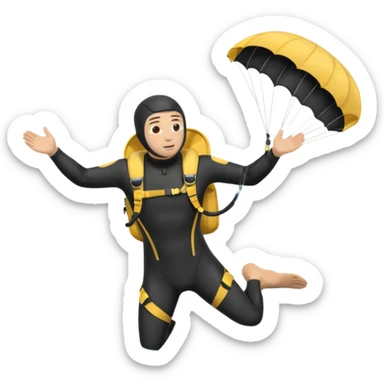 diver with parachute open sticker