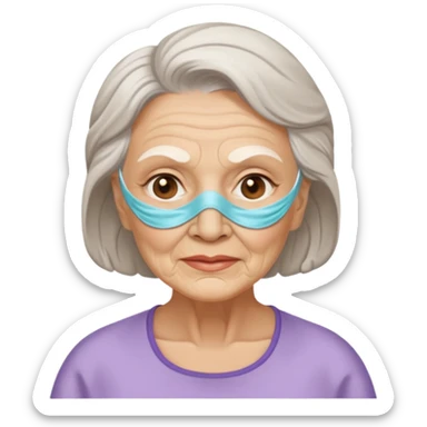 old lady  with beauty mask  sticker