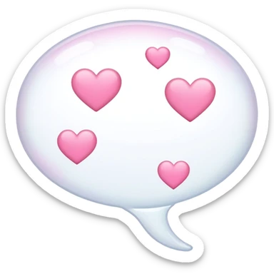 White Thinking bubble with pink hearts  sticker