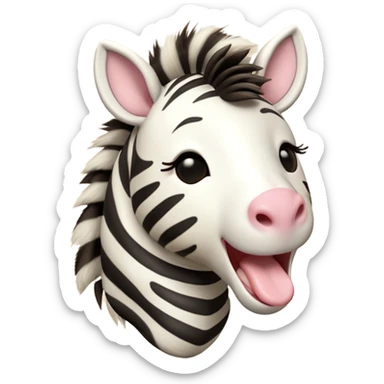 Cinematic Cute Yawning Zebra Portrait Emoji, Head tilted slightly with a dramatic, wide-open yawn, showcasing a soft, downy striped Fur with gently drooping ears and round eyes barely open in drowsy contentment, Simplified yet irresistibly adorable features, highly detailed, glowing with a soft, cozy glow, high shine, relaxed yet expressive, stylized with a touch of savannah charm, bright and endearing, soft glowing outline, capturing the essence of a sleepy yet affectionate zebra, so drowsy it feels like it could stretch out of the screen and curl up for a nap! sticker