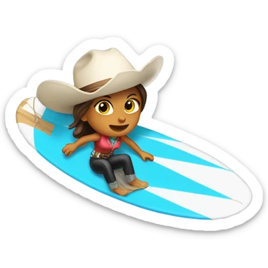 White Cowgirl surfing sticker