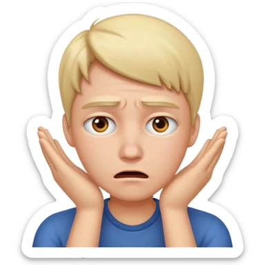 upset with hands on face sticker