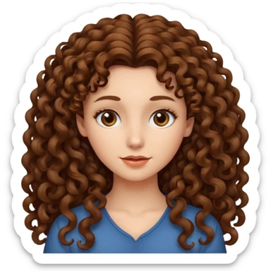 persona mujer con piel clara y rizos suaves color café y largos sticker