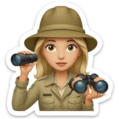 Woman + binoculars,Jungle Explorers. sticker