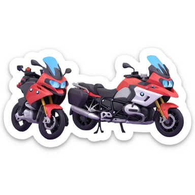 group of BMW motorcycles with riders touring together sticker