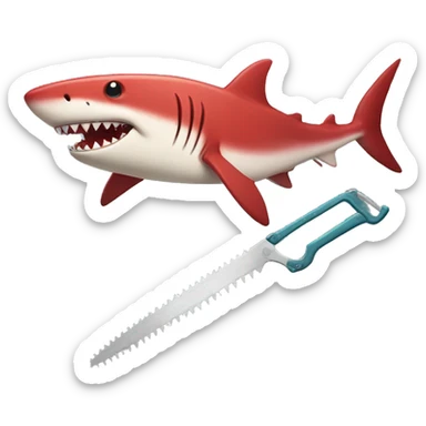 Red Shark with a saw mouth sticker