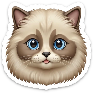 cinematic-adorable-fluffy-brown-seal-ragdoll-cat-portrait-emoji,-head-tilted-cutely-with-big,-sparkling-blue-eyes,-soft-brown-seal-colored-fur-with-darker-points-on-the-ears,-face,-and-paws,-simplified-yet-irresistibly-adorable-features, sticker