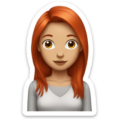 YOUNG LADY, LARGE RED HAIR, STRAIGHT HAIR sticker