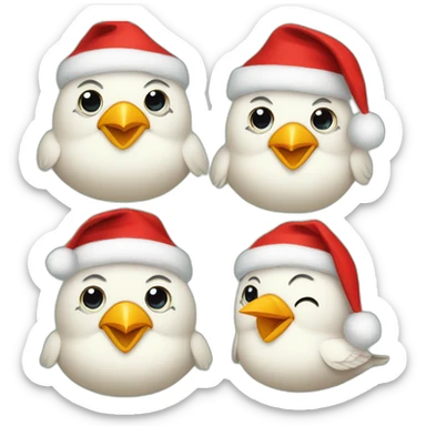 cute Fat Bird Santa wearing red scarf just head sticker
