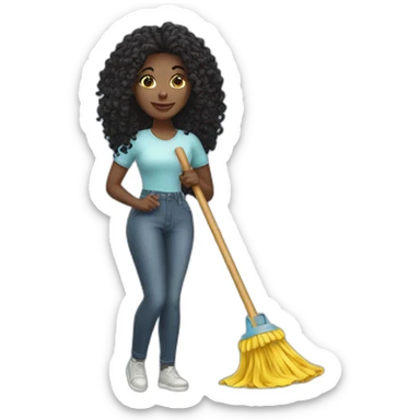 pretty black woman holding a mop sticker