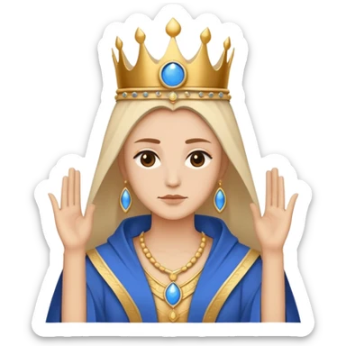 High Priestess tarot card with moon crown, blue robes, minimalist iPhone emoji style sticker