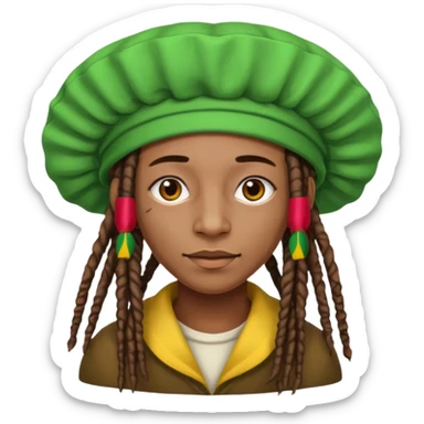 Jamaican dreads with a Jamaican bonnet no person sticker
