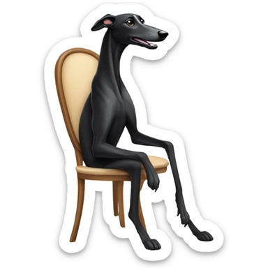 Black greyhound sitting in chair sticker