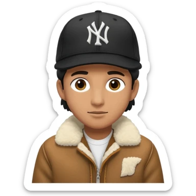 Cappellino New Era New York nero e persona con giubbotto di pecora sticker